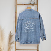 Elegant Elegant Script Naam Bruiloft Partij Denim Jacket