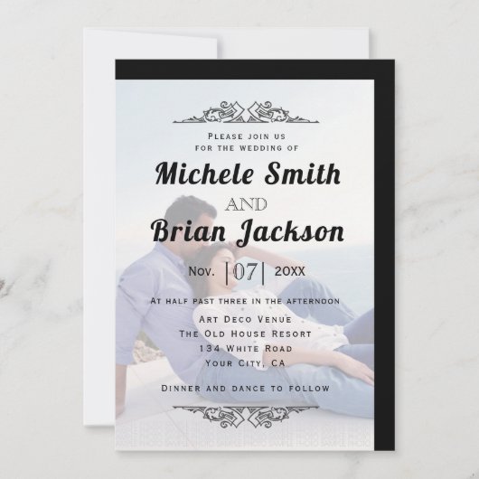 Elegant elementen en fotobruiloft kaart (Voorkant)