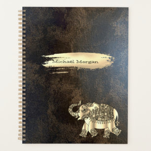 Élégant éléphant en or, coup de pinceau, aspect cu