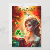 Elegant elf meisje St Patrick's Day bloemenzon Feestdagenkaart (Voorkant)