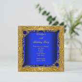 Elegant Elite Birthday Royal Blue Gold Kaart (Staand voorkant)