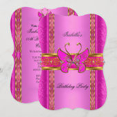 Elegant Elite Hot Pink Gold Butterfly Kaart (Voorkant / Achterkant)