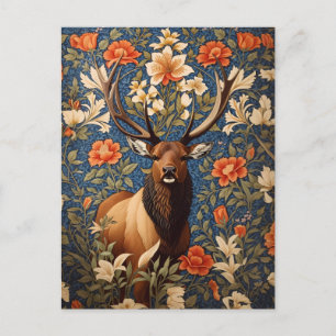 Elegant Elk William Morris Geïnspireerd Bloemen Briefkaart