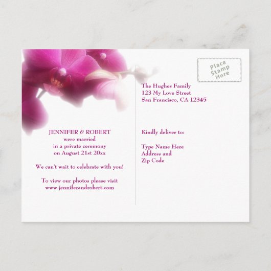 Elegant Elopement Bruiloft Aankondigingskaart (Achterkant)