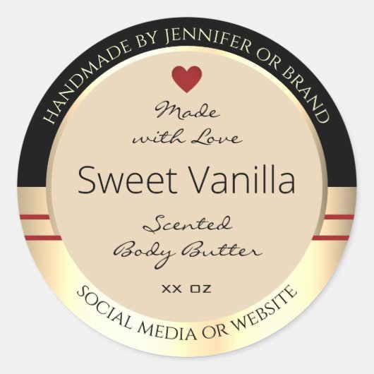 Élégant emballage de produits Étiquette Noir Beige (Devant)