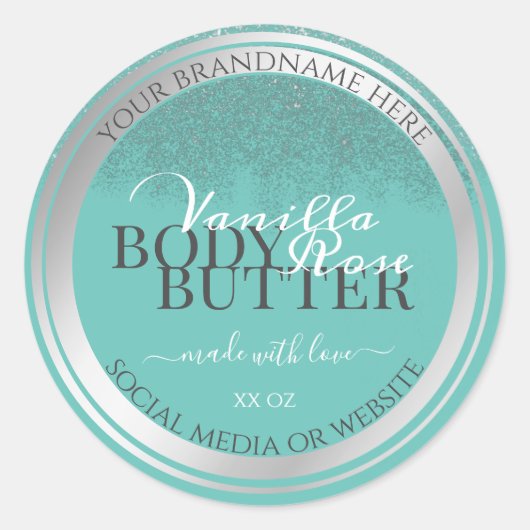 Élégant emballage de produits Étiquettes Turquoise (Devant)