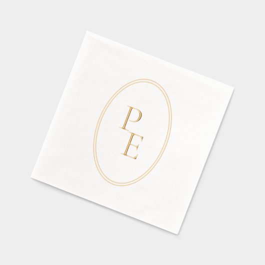 Elegant Embleem Dubbel Ovaal Luxe Modern Monogram Folie Servetten (Links)