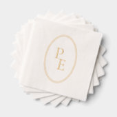 Elegant Embleem Dubbel Ovaal Luxe Modern Monogram Folie Servetten (Insitu (Gestapeld))