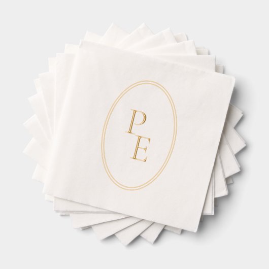 Elegant Embleem Dubbel Ovaal Luxe Modern Monogram Folie Servetten (Insitu (Gestapeld))