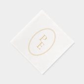Elegant Embleem Dubbel Ovaal Luxe Modern Monogram Folie Servetten (Rechts)