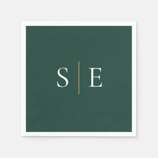 Elegant Emerald and Gold Monogram Minimalist Servet (Voorkant)