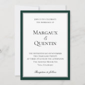 Elegant Emerald and Silver Wedding Invitation Kaart (Voorkant)
