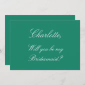 Elegant Emerald Bridesmaid-voorstel Uitnodiging (Voorkant / Achterkant)
