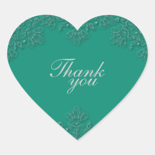 Elegant emerald floral swirls bruiloft bedankt hart sticker