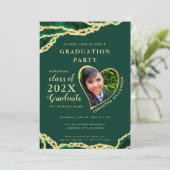 Elegant Emerald & Gold Agate 2025 Foto Afstuderen Kaart (Staand voorkant)