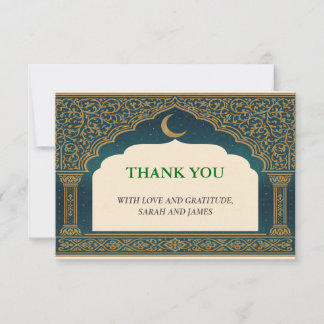 Elegant Emerald & Gold Ornate Arch Thank You Card Bedankkaart