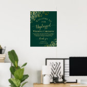 Elegant Emerald & Gold Unplugged Wedding Ceremony Poster (Thuiskantoor)