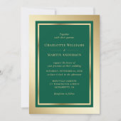 Elegant Emerald Green and Gold Wedding Kaart (Voorkant)