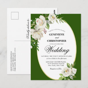 Elegant Emerald Green Boho Floral Wedding Briefkaart
