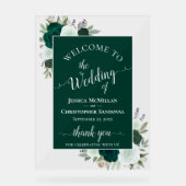 Elegant Emerald Green Boho Roses Wedding Welcome (Recto)