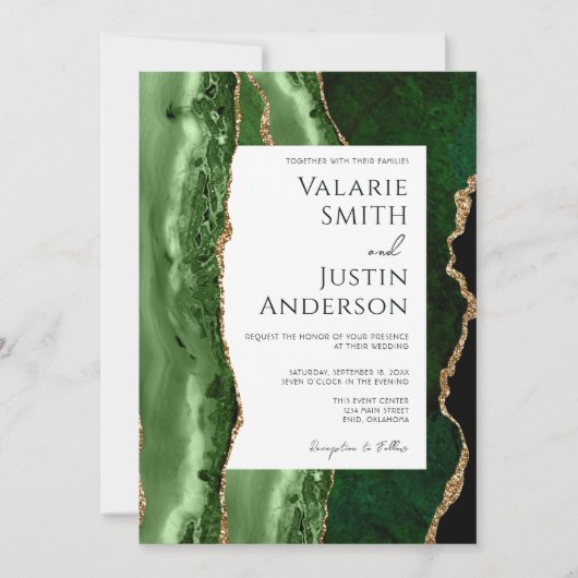 Elegant emerald green Budget Weddenschap All in On Kaart (Voorkant)