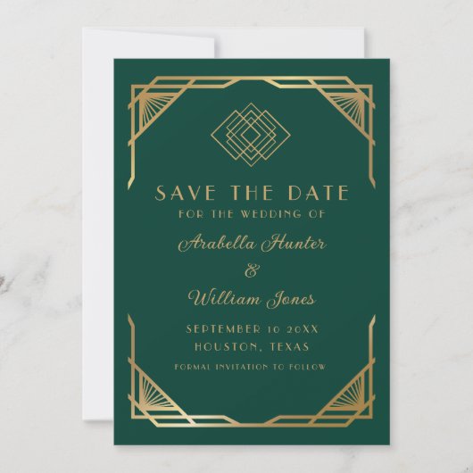 Elegant Emerald Green Calligraphy Script  Save The Date (Voorkant)