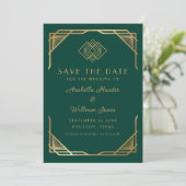 Elegant Emerald Green Calligraphy Script  Save The Date (Staand voorkant)