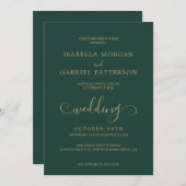 Elegant Emerald Green Calligraphy Script Wedding Kaart (Voorkant / Achterkant)