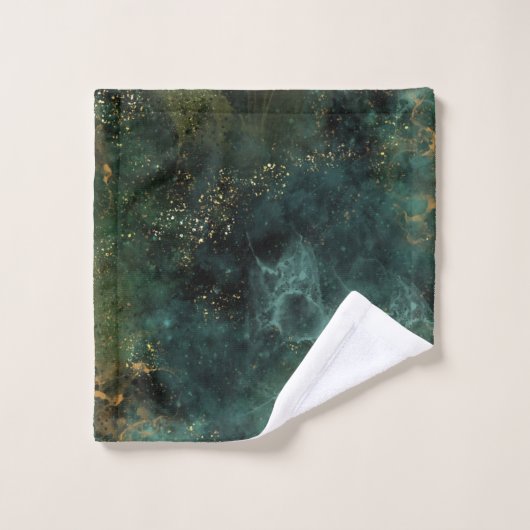 Elegant Emerald Green en Gold Glitter, op maat Bad Handdoek (Wasdoekje)