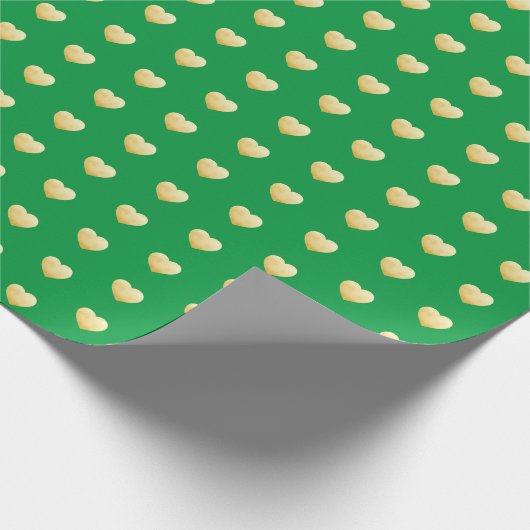 Elegant Emerald Green en Gold Hearts Pattern Cadeaupapier (Hoek)