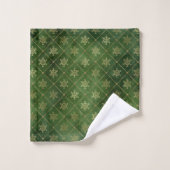 Elegant Emerald Green en Gold Snowflakes Bad Handdoek (Wasdoekje)
