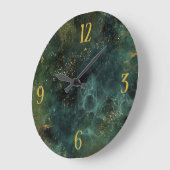 Elegant Emerald Green en Golden Numbers Grote Klok (Hoek)