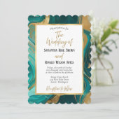 Élégant Emerald Green et Faire-part de mariage or (Debout devant)