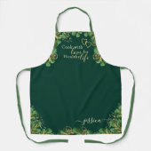 Elegant Emerald Green Eucalyptus Greenery Kitchen Schort (Voorkant)