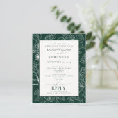 Elegant Emerald Green Floral Wedding Rehearsal Kaart (Staand voorkant)