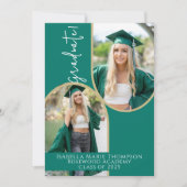 Elegant Emerald Green & Gold Arch Foto Afstuderen Aankondiging (Voorkant)