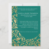 Elegant Emerald Green & Gold Arch Foto Afstuderen Aankondiging (Achterkant)