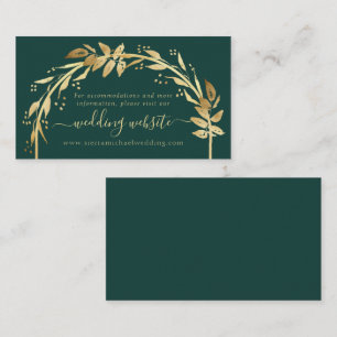 Elegant Emerald Green Gold Arch Wedding Website Informatiekaartje