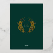 Elegant Emerald Green Gold Birds Monogram Weddensc Folie Uitnodiging (Achterkant)