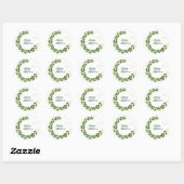 Elegant Emerald Green & Gold Eucalyptus Wedding Ronde Sticker (Vel)