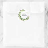 Elegant Emerald Green & Gold Eucalyptus Wedding Ronde Sticker (Tas)