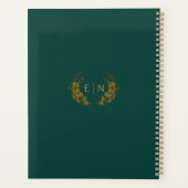 Elegant Emerald Green & Gold Floral Wedding Planner (Achterkant)