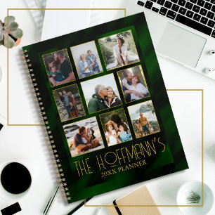 Élégant Emerald Green Gold Frame Photo Collage
