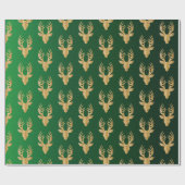 Elegant Emerald Green Gold-kerstrenrendiercadeau Cadeaupapier (Vlak)
