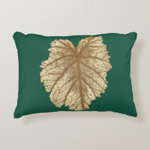 Elegant Emerald Green Gold Leaf Accent Pillow Kussen
