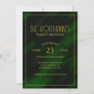 Elegant Emerald Green Gold Lijst Family Reunion Kaart