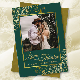 Elegant Emerald Green & Gold Love & Bedankt Weddin