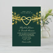 Elegant Emerald Green Gold Wedding Folie Uitnodiging (Staand Voorkant)