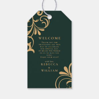 Elegant Emerald Green Gold Welcome Weddenschap Fav Cadeaulabel
