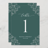 Élégant Emerald Green Mariage Numéro de table Cart (Devant / Derrière)